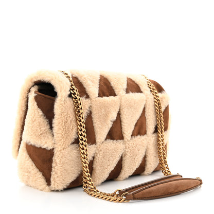 Saint Laurent Suede Shearling Patchwork Monogram Medium Jamie Brown Beige 3 of 10