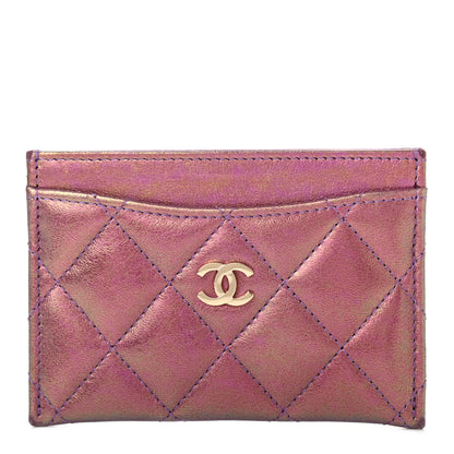 Chanel Iridescent Lambskin Quilted Card Holder Purple 1 of 8