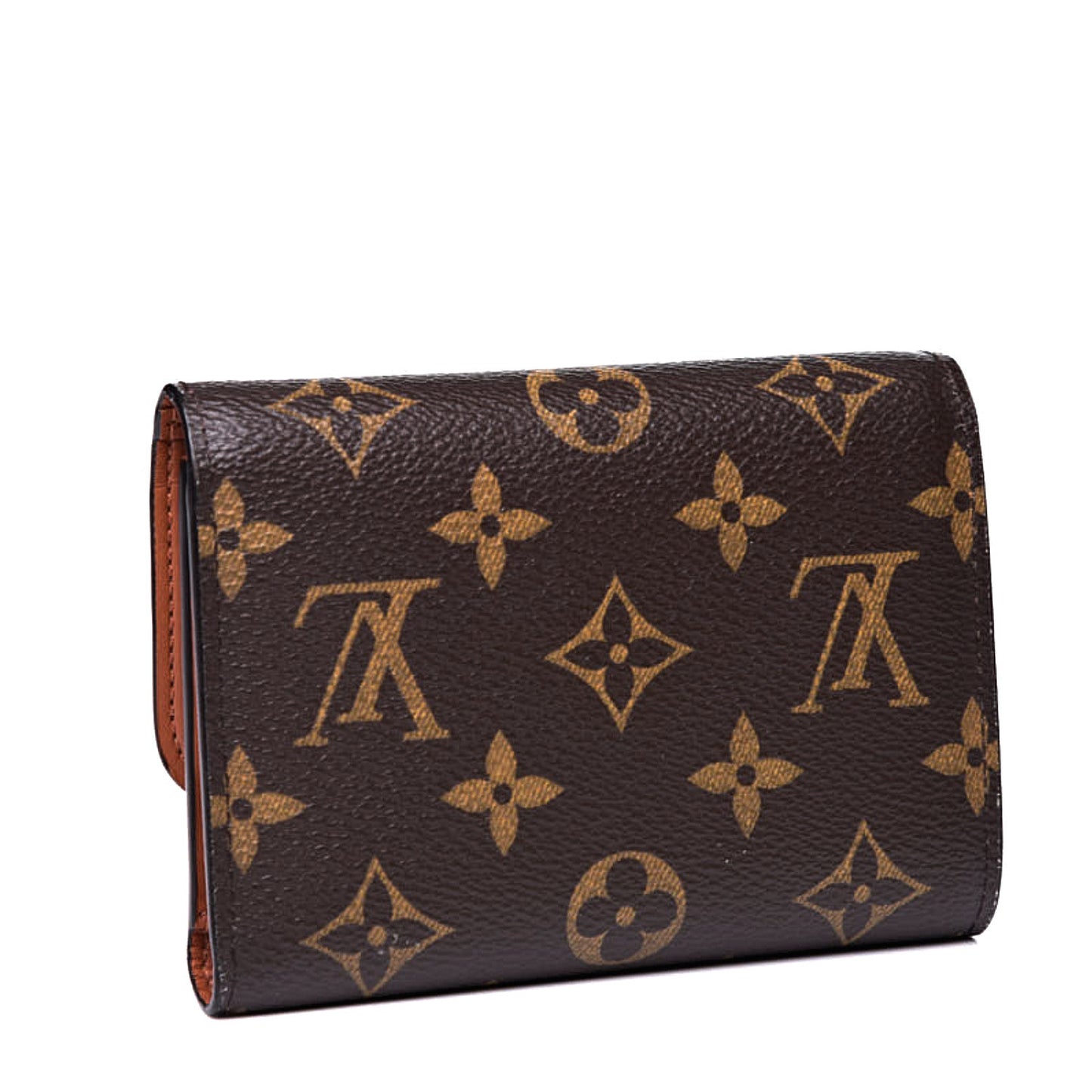 Monogram Flower Lock Compact Wallet Caramel