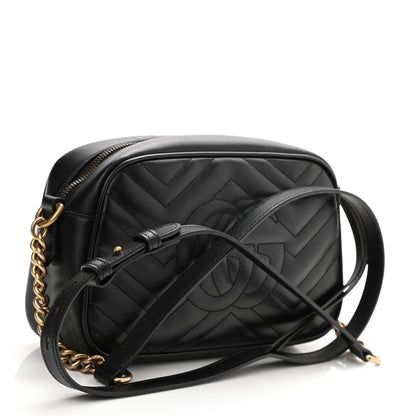 Gucci Calfskin Matelasse Small GG Marmont Chain Shoulder Bag Black 3 of 13