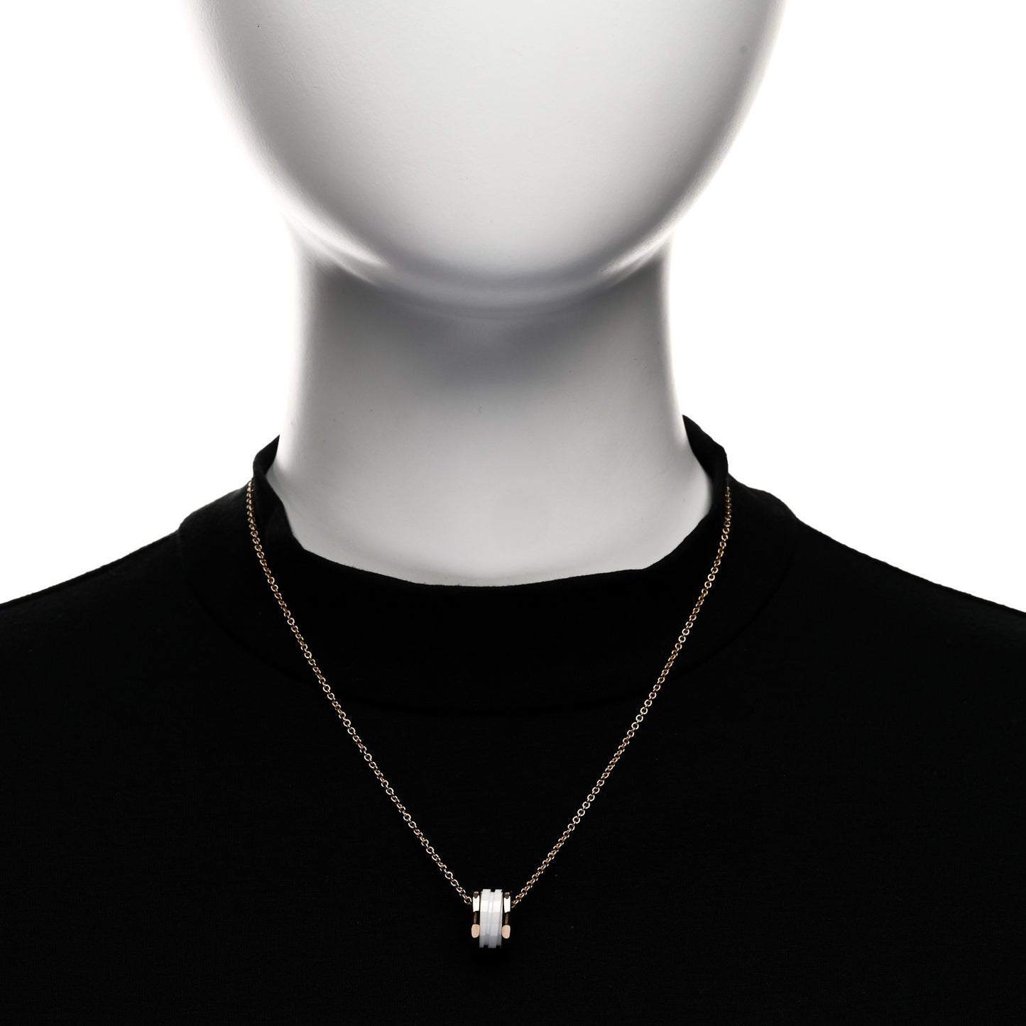 18K Rose Gold White Ceramic B.Zero1 Pendant Necklace