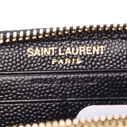 Saint Laurent Grain De Poudre Matelasse Chevron Monogram Zip Around Wallet Black 6 of 7