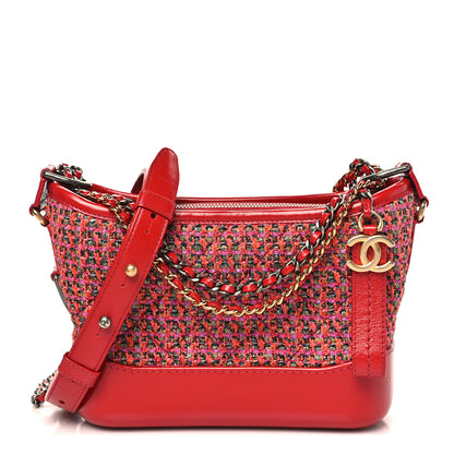 Chanel Tweed Calfskin Small Gabrielle Hobo Red Multicolor 1 of 10