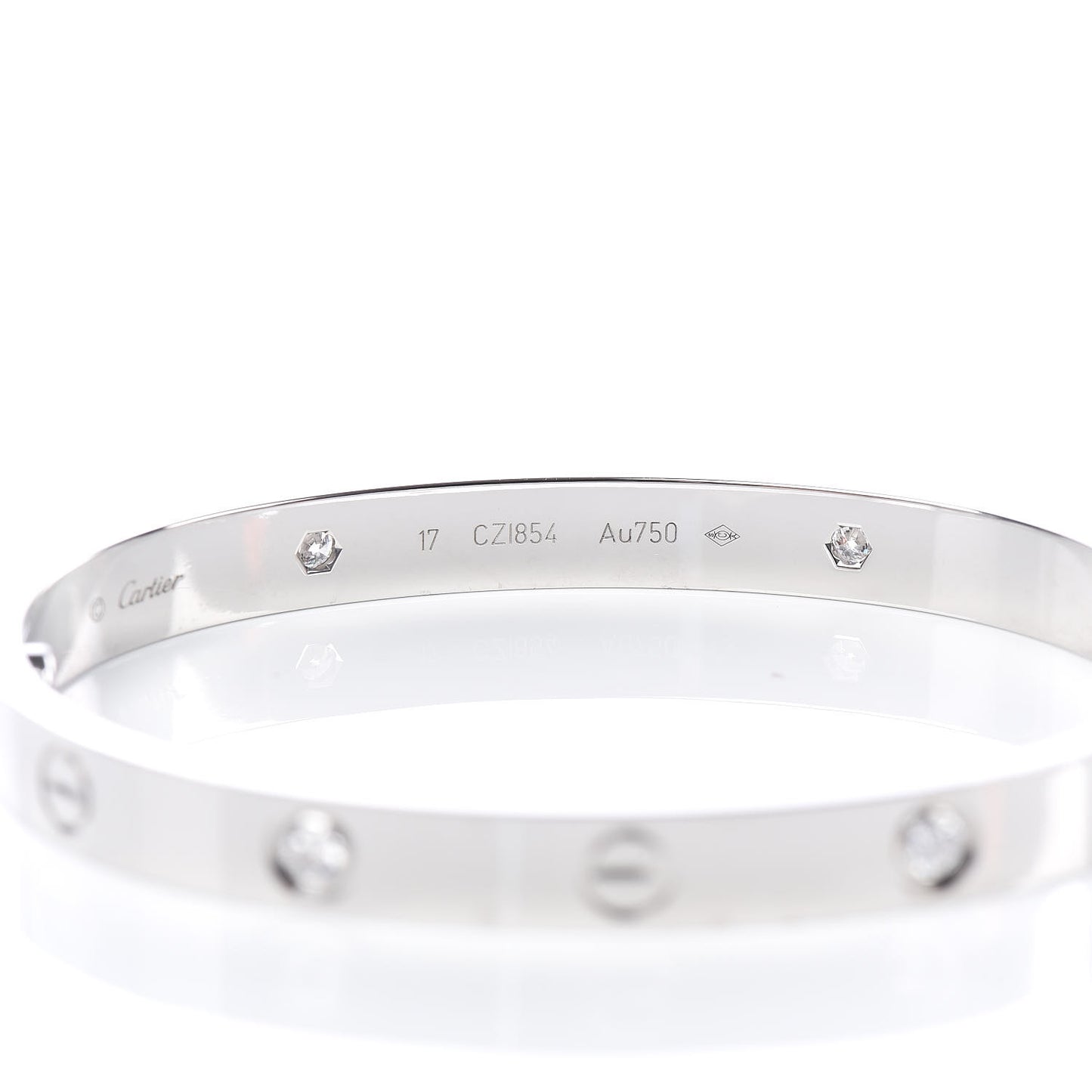 18K White Gold 4 Diamond LOVE Bracelet 17