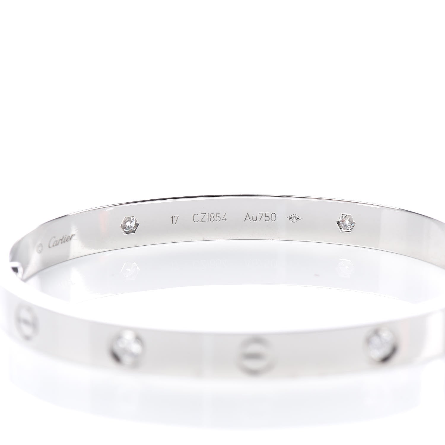 Cartier 18K White Gold 4 Diamond LOVE Bracelet 17 5 of 7