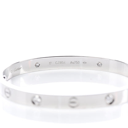 Cartier 18K White Gold 4 Diamond LOVE Bracelet 17 5 of 7