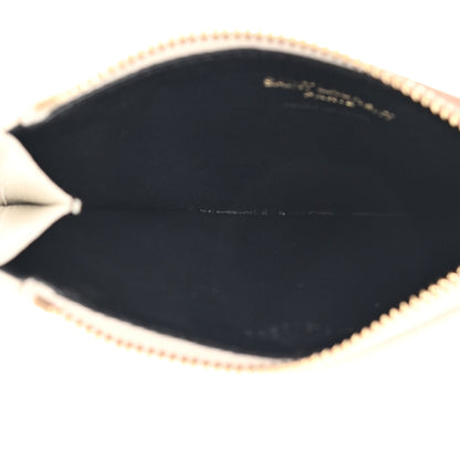 Saint Laurent Grain De Poudre Matelasse Chevron Monogram Fragments Zippered Card Case Crema Soft 5 of 8