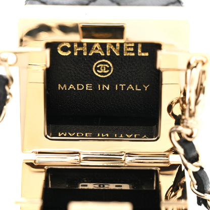 Chanel Lambskin Quilted Cube Mini Bag Charm Black 3 of 5