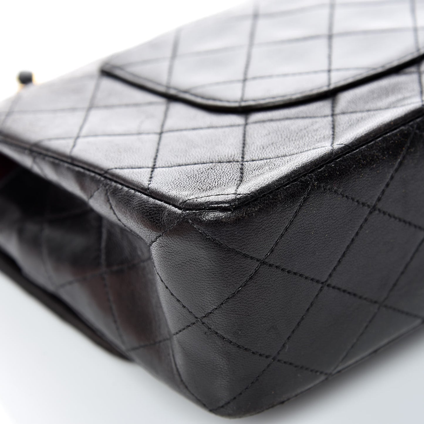 Lambskin Quilted Medium Double Flap Black