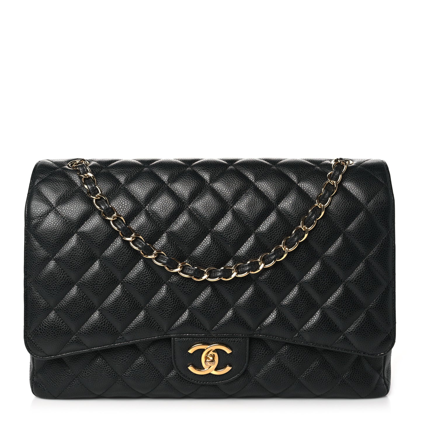 Caviar Quilted Maxi Double Flap Black