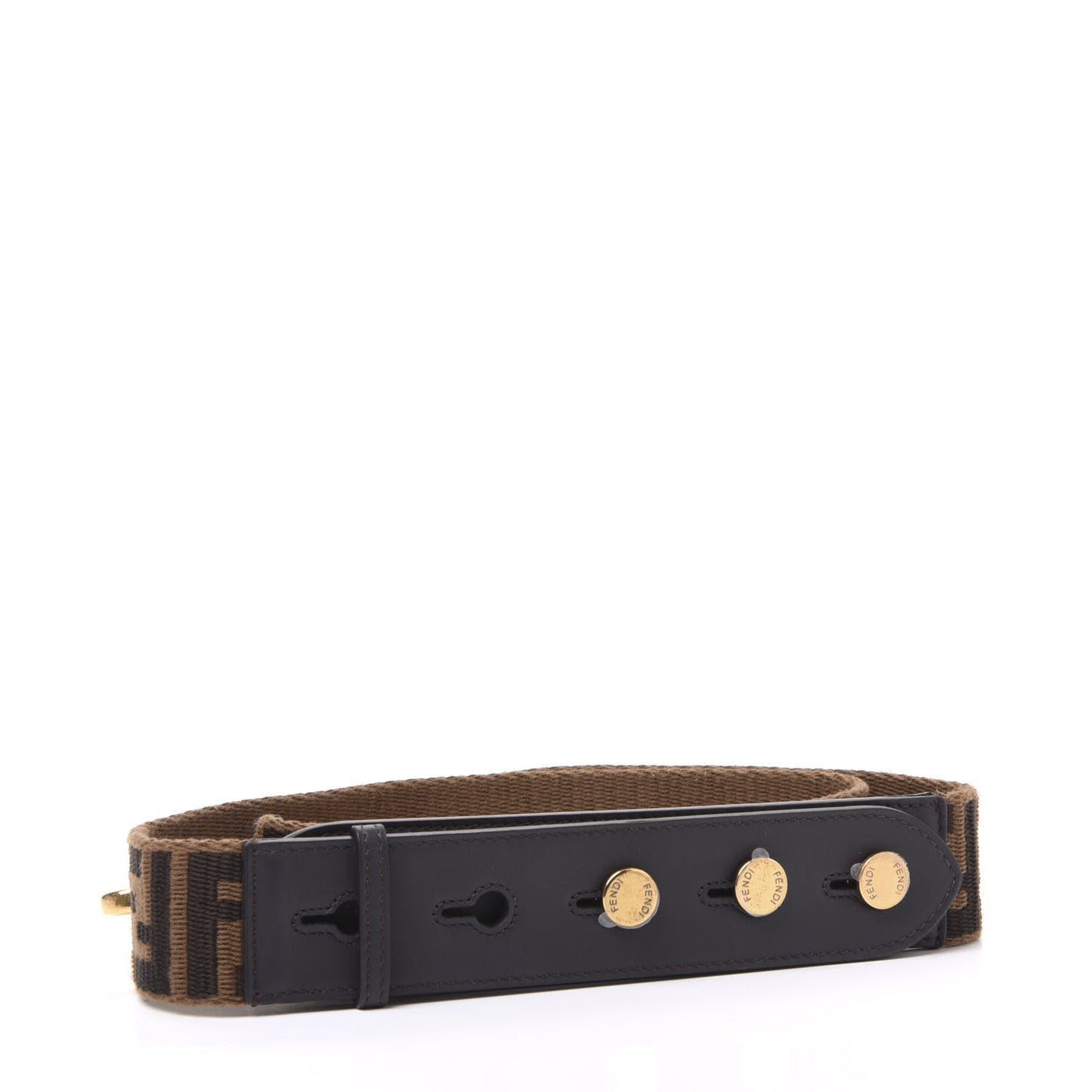 Ribbon Vitello Century FF 1974 Flat Studded Strap You Fango Marrone Ebano