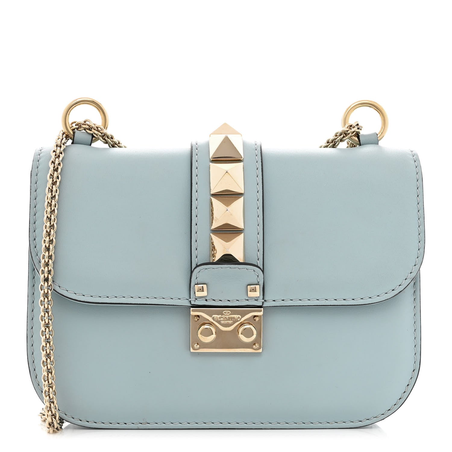 Valentino Garavani Vitello Small Glam Lock Rockstud Flap Sky Sorbet 1 of 11