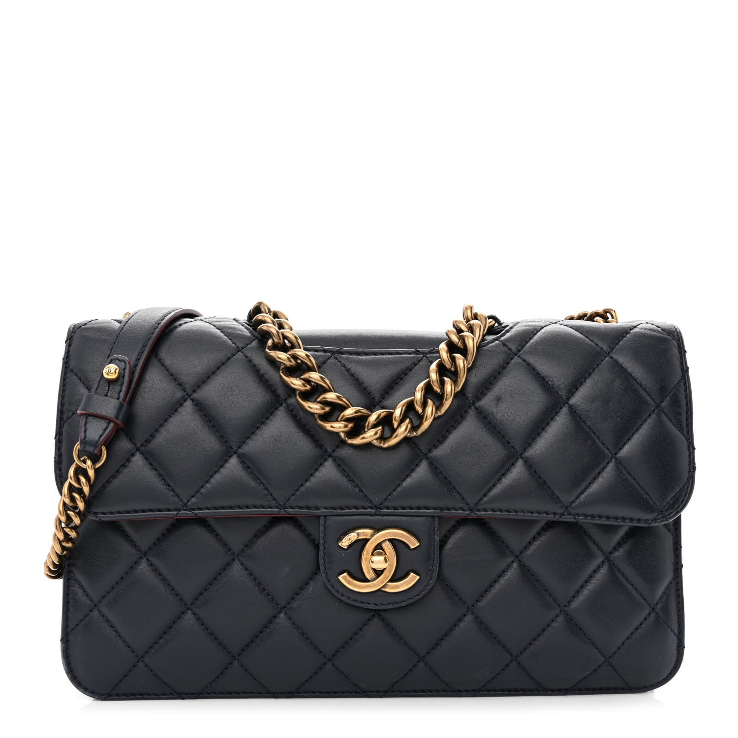 Chanel Calfskin Quilted Large Perfect Edge Flap Navy 1 of 12