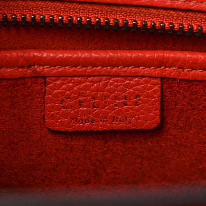 Celine Drummed Calfskin Nano Luggage Vermillion 6 of 17