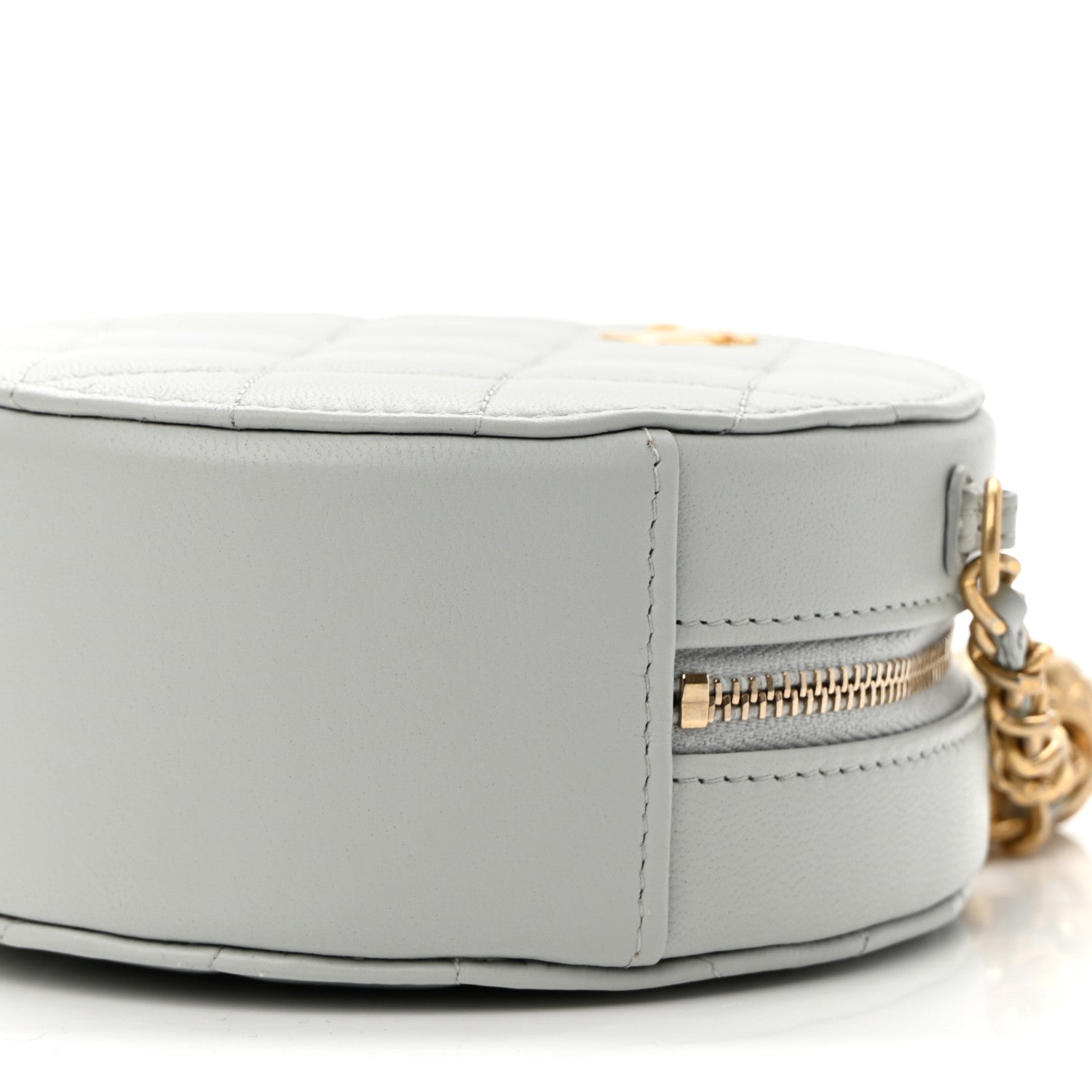 Chanel Lambskin Quilted Round Pearl Crush Clutch With Chain Grey 10 of 10