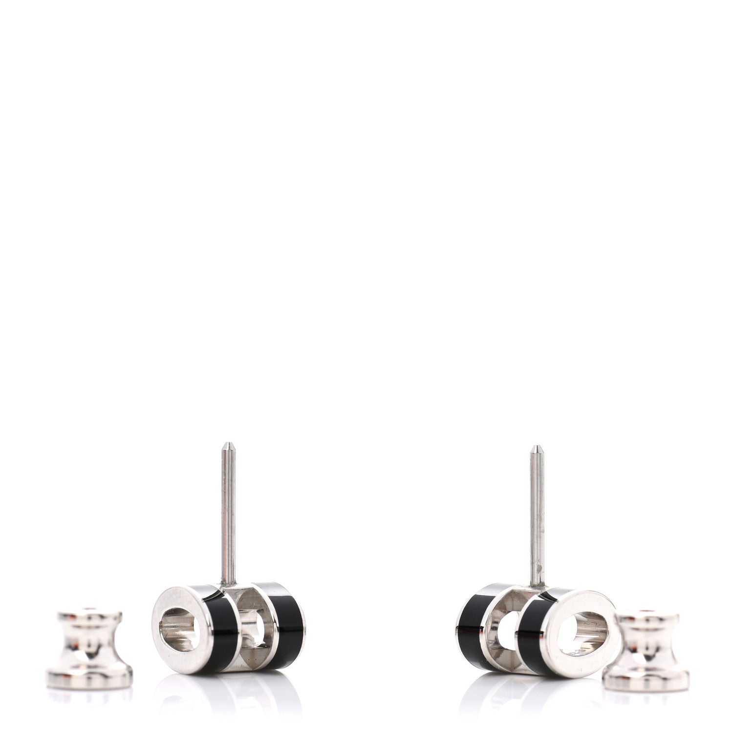 Hermes Palladium Lacquered Mini Pop H Earrings Black 3 of 6