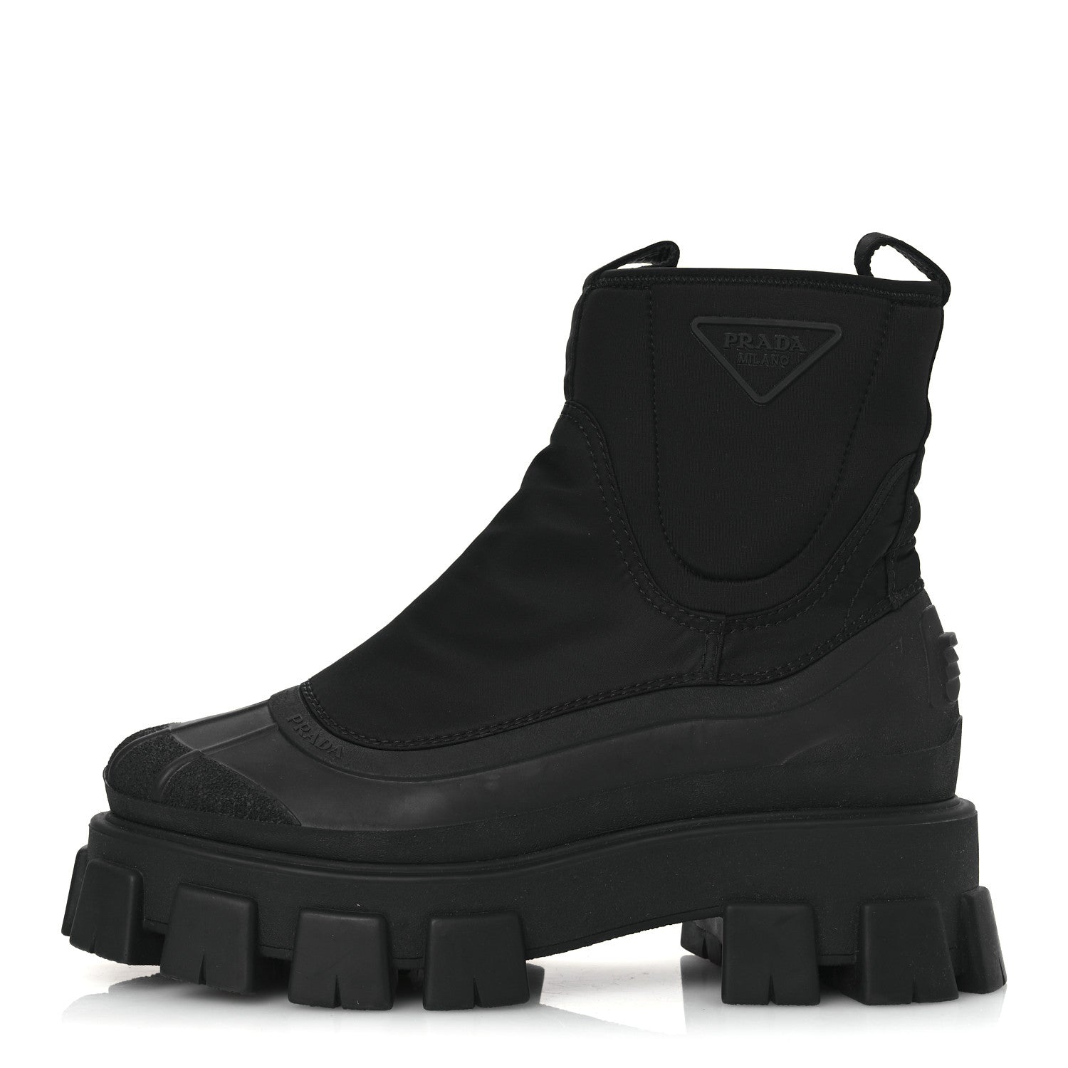Prada Re-Nylon Gabardine Rubber Triangle Logo Womens Monolith 55mm Ankle Boots 38 Black 1 of 11
