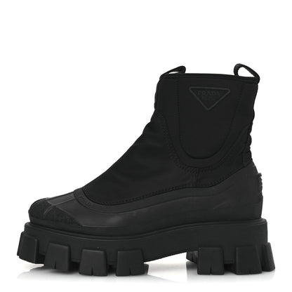 Prada Re-Nylon Gabardine Rubber Triangle Logo Womens Monolith 55mm Ankle Boots 38 Black 1 of 11