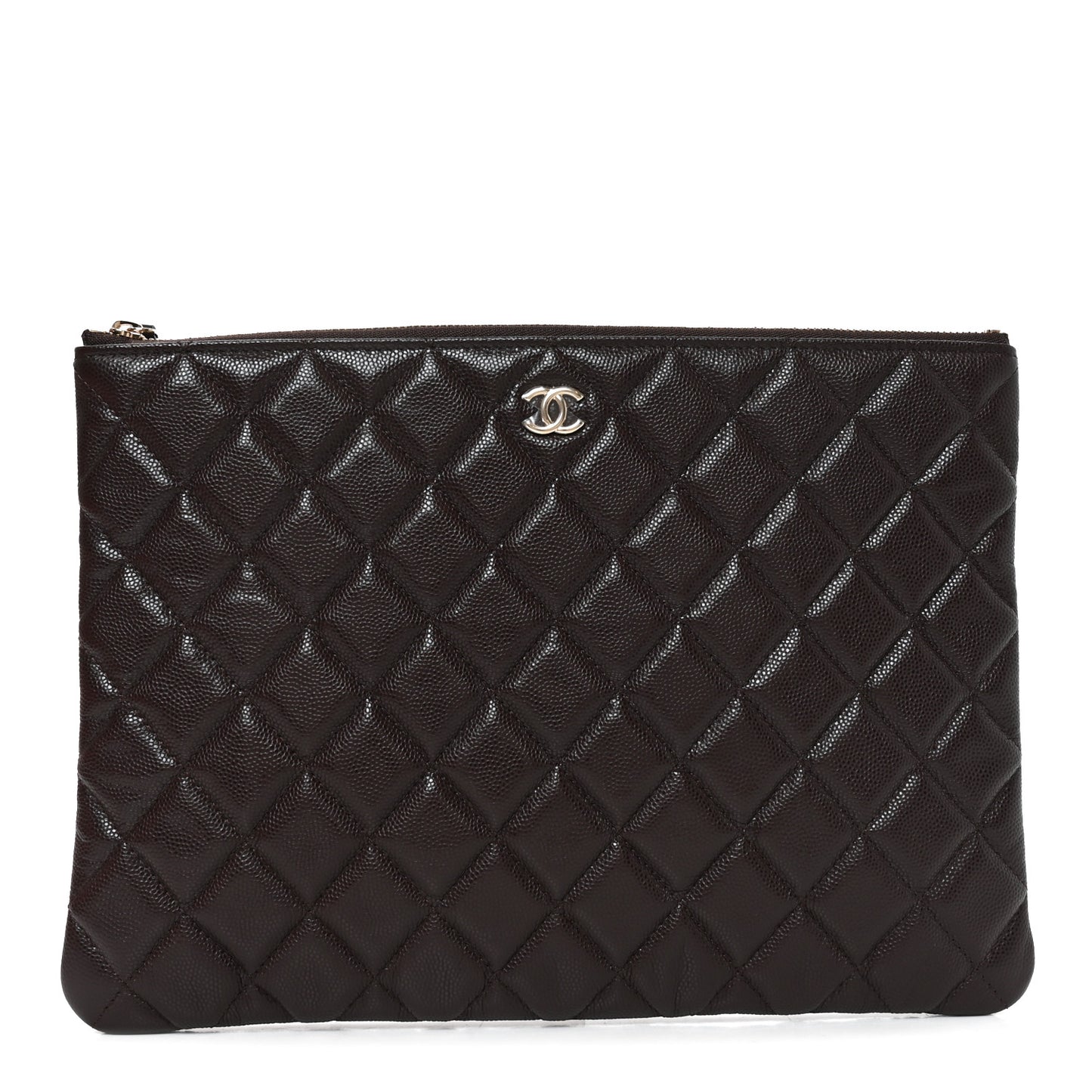 Caviar Quilted Medium Cosmetic Case Brown