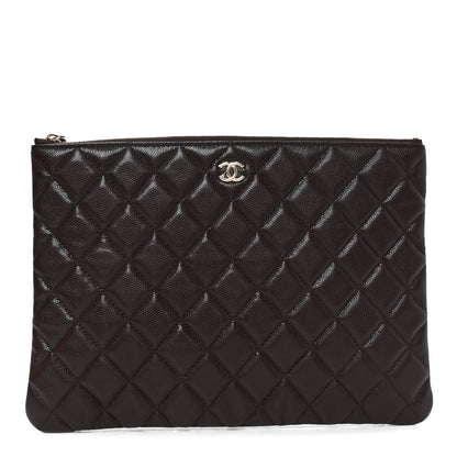 Chanel Caviar Quilted Medium Cosmetic Case Brown 1 of 11