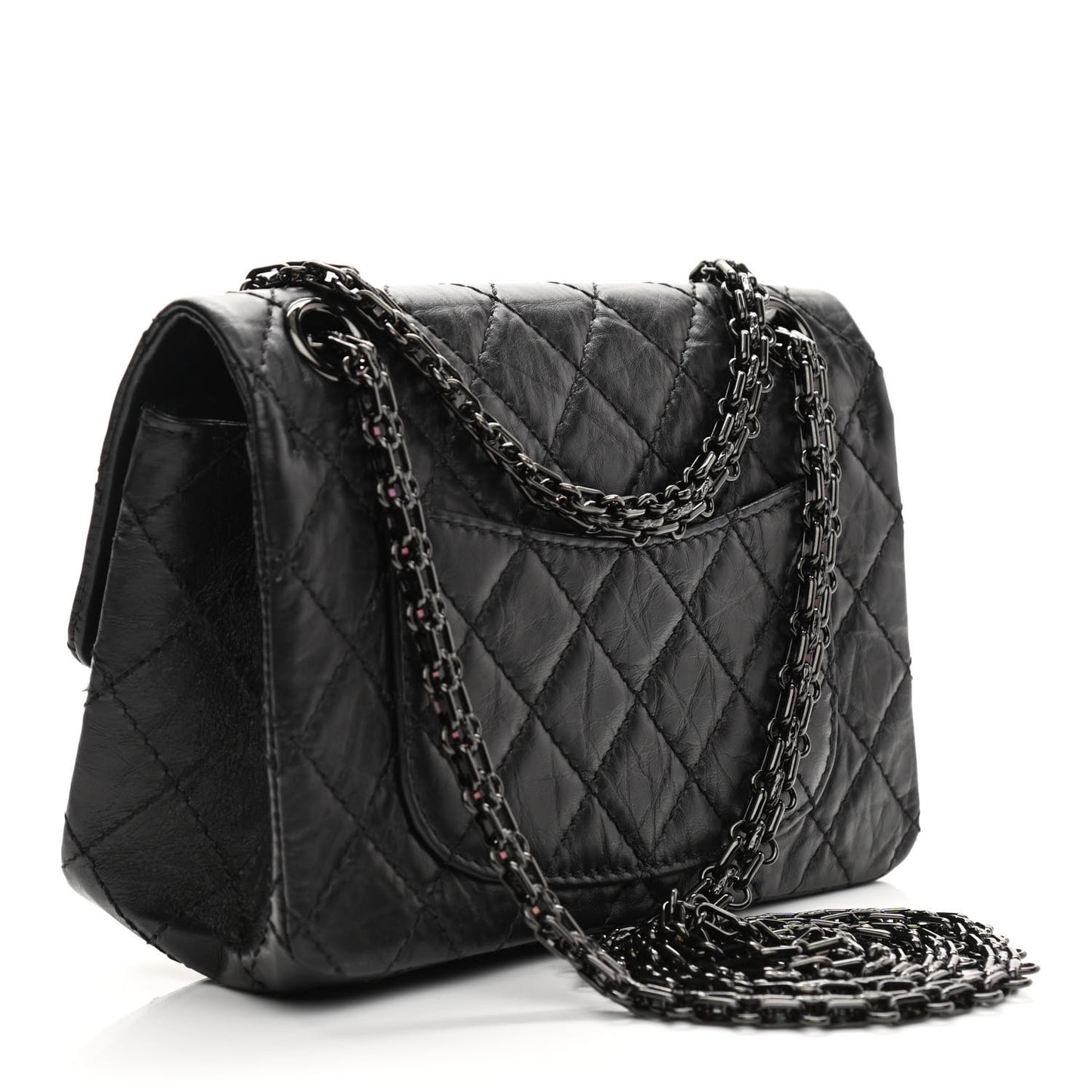 Aged Calfskin Quilted 2.55 Reissue Mini Flap So Black