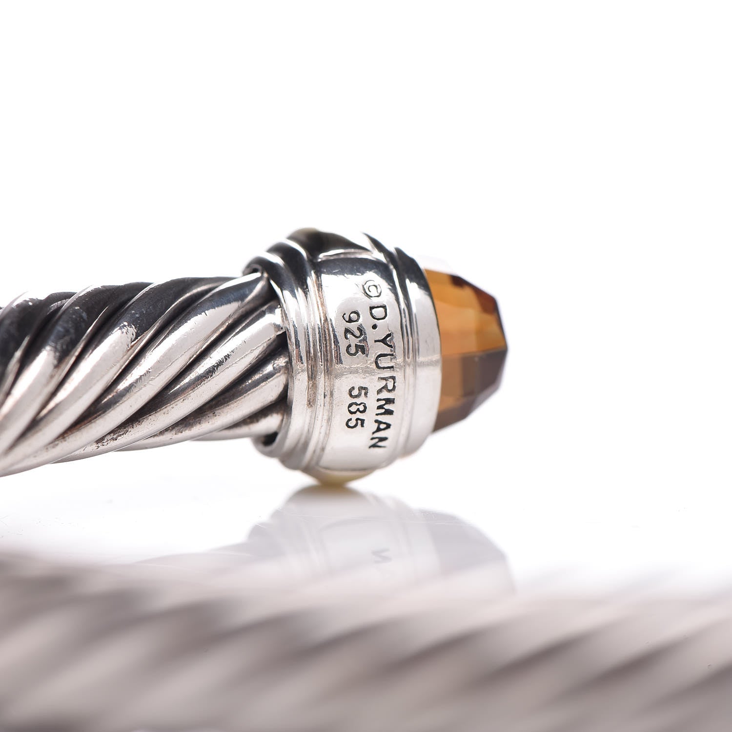 David Yurman Sterling Silver 14K Yellow Gold Citrine 7mm Cable Classics Bracelet 4 of 4
