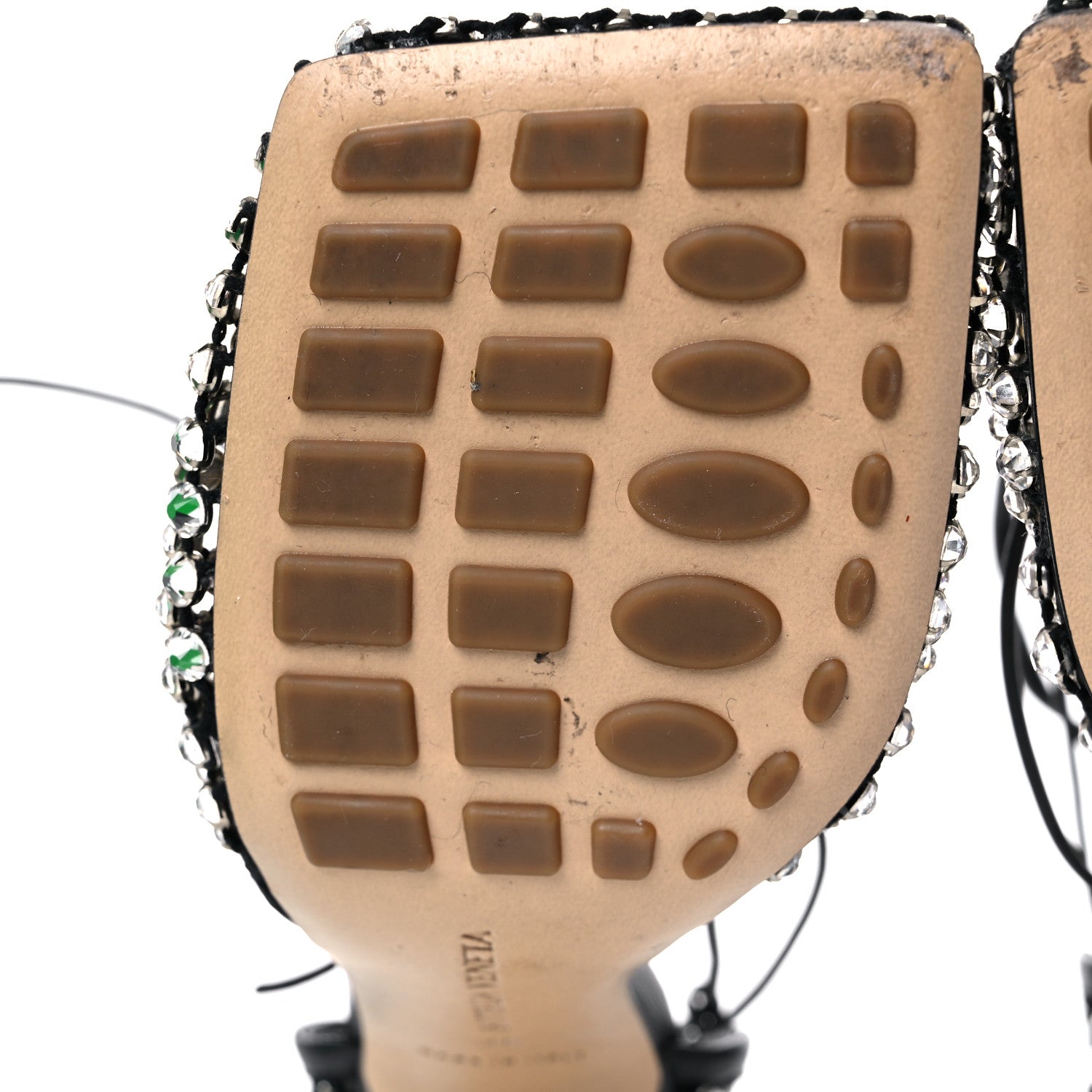 Bottega Veneta Mesh Nappa Crystal Embellished Sparkle Stretch Ankle Tie Sandals 36 Black 6 of 10