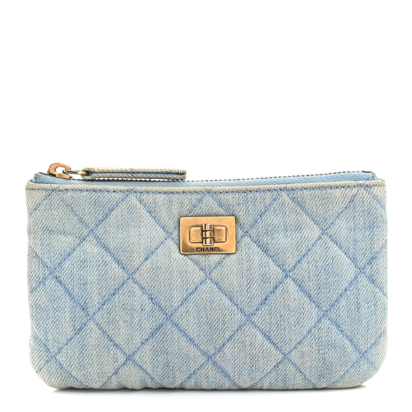 Denim Quilted Small Reissue Cosmetic Case Blue