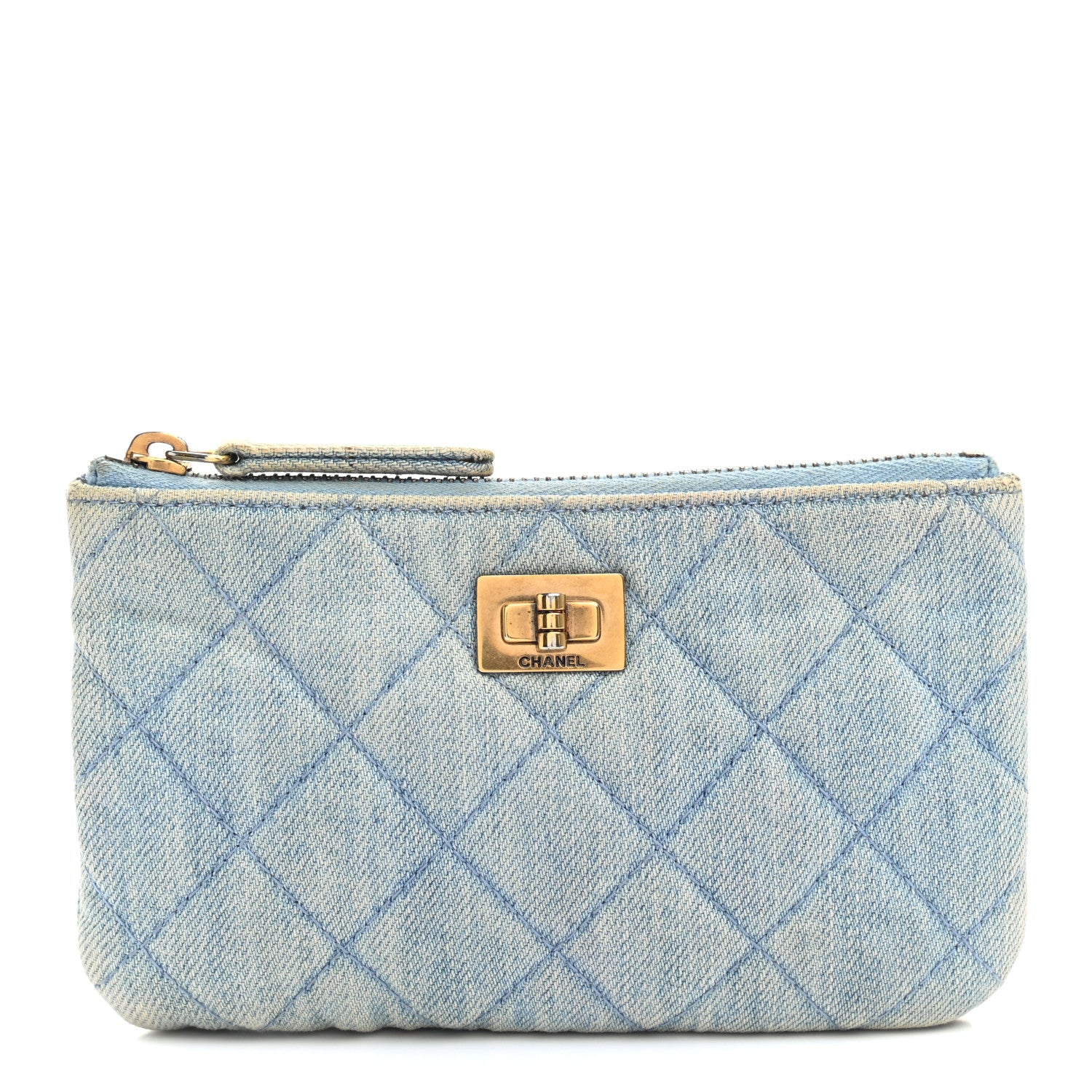 Chanel Denim Quilted Small Reissue Cosmetic Case Blue 1 of 7