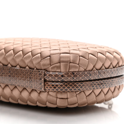 Bottega Veneta Satin Ayers Intrecciato Chain Knot Clutch Camel 8 of 8