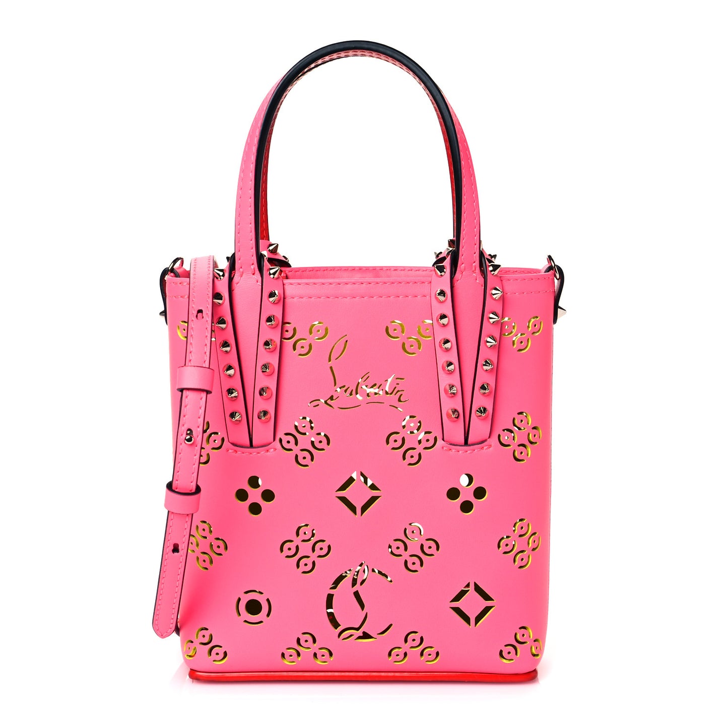 Calfskin Perforated Cabata Tote Pink Red
