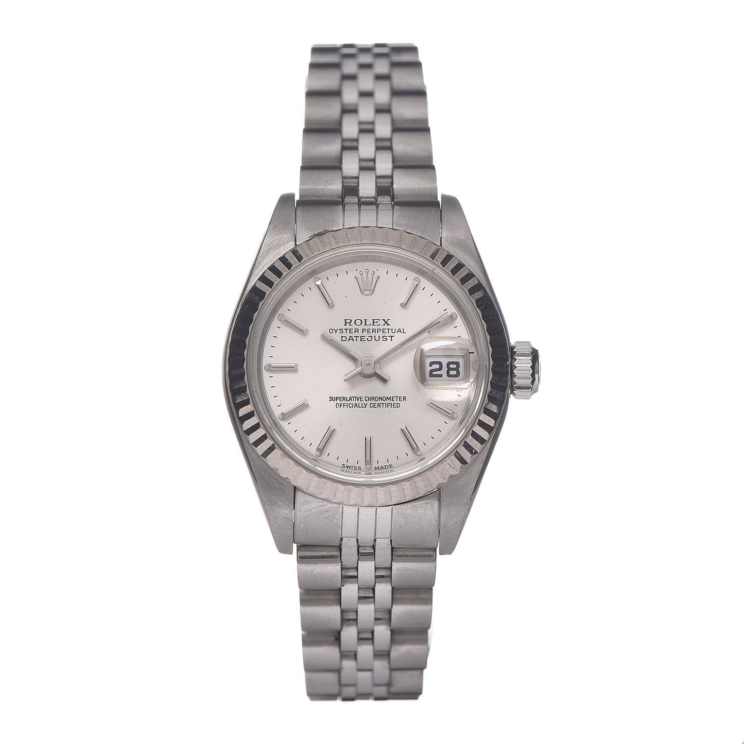 Stainless Steel 18K White Gold 26mm Oyster Perpetual Datejust Watch Silver 79174
