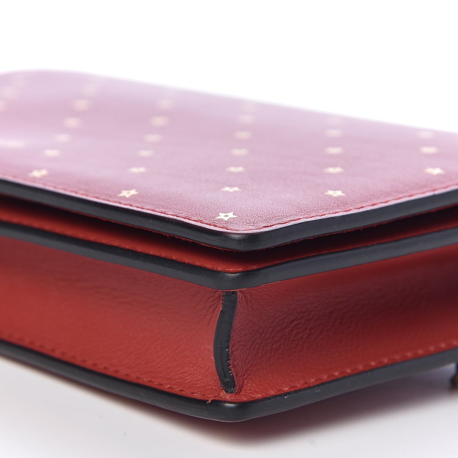 Christian Dior Calfskin Embossed Stars Wallet on Chain Rouge Gold 8 of 10