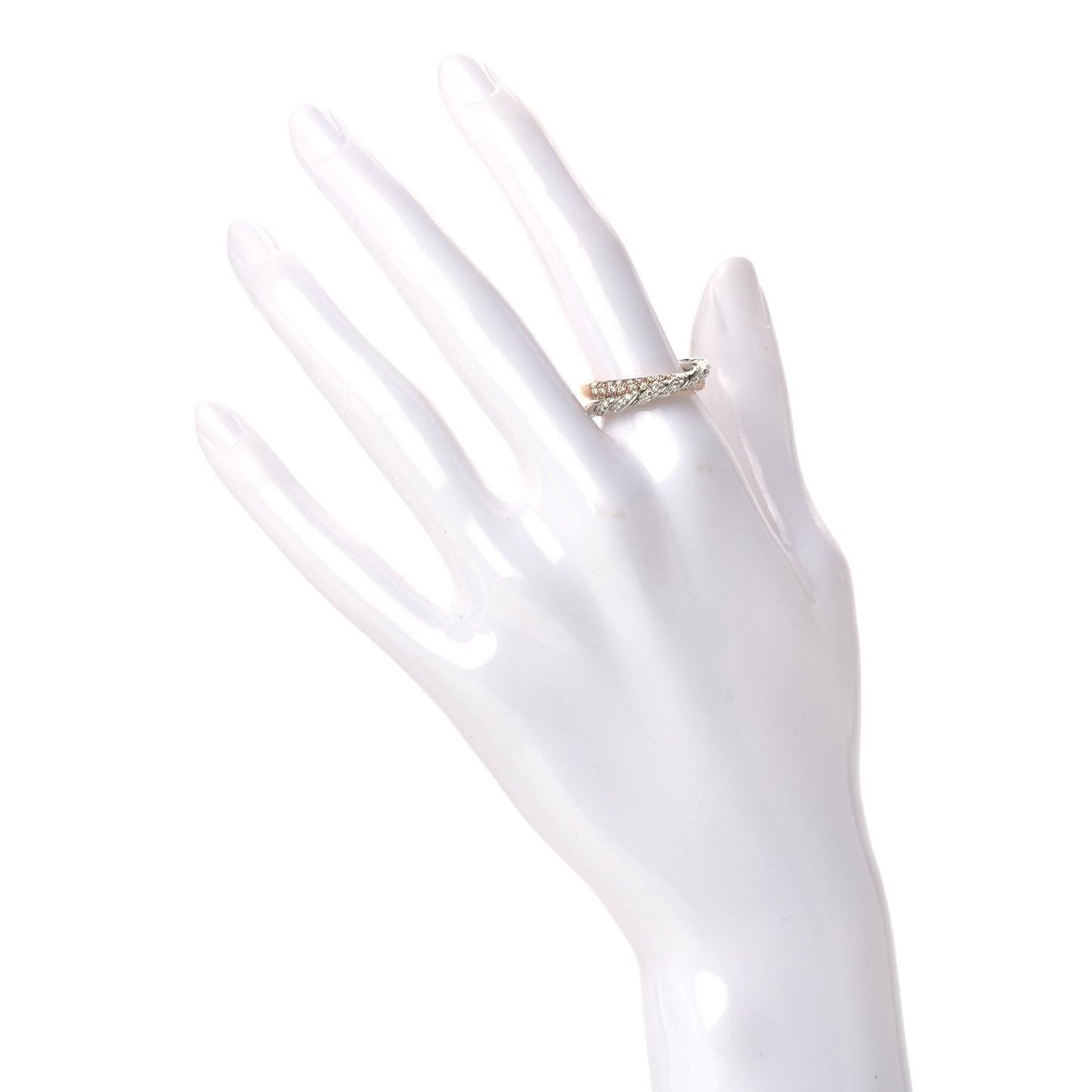 18K Rose White Gold Diamond Paveflex Two Row Ring 52 6