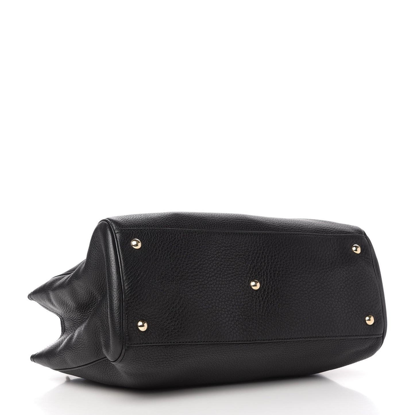 Pebbled Calfskin Medium Bamboo Shopper Tote Black