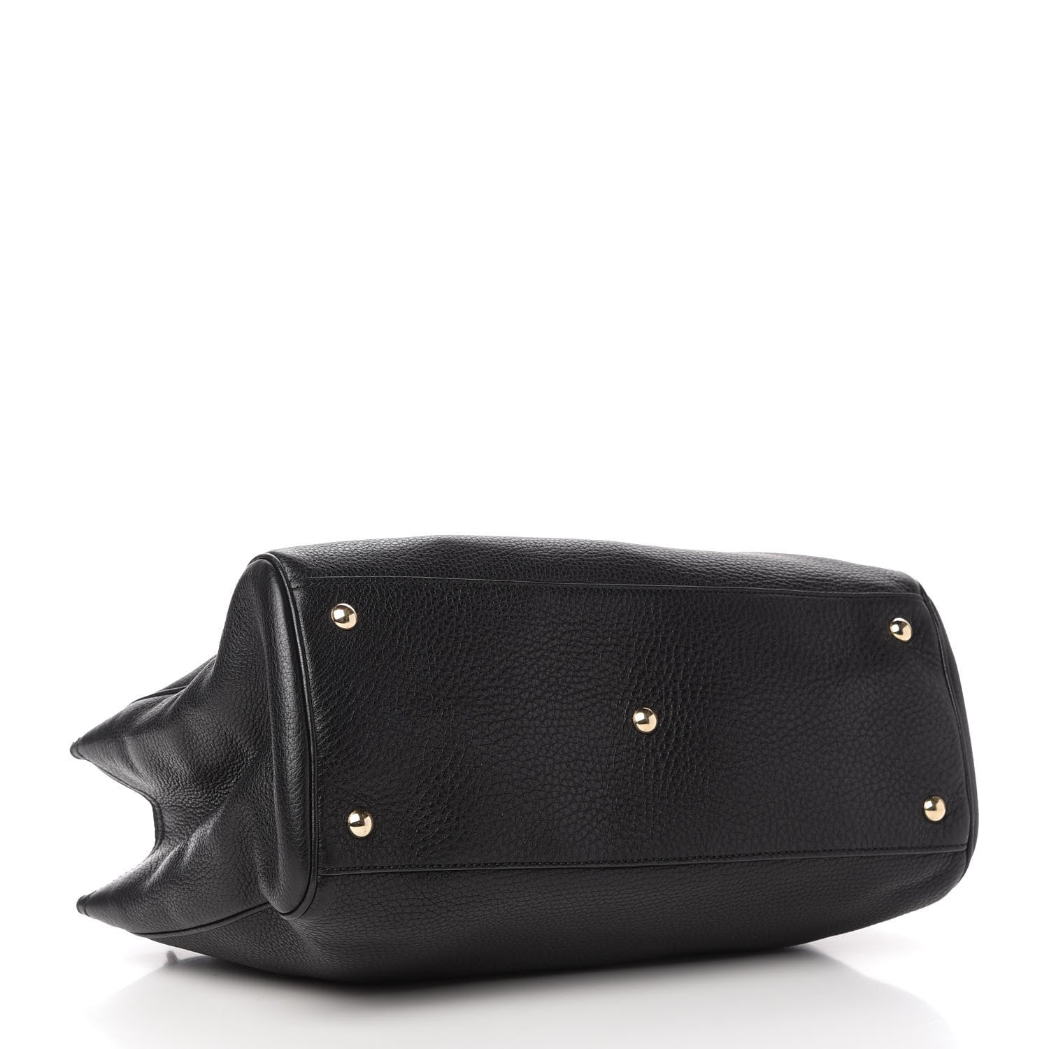 Gucci Pebbled Calfskin Medium Bamboo Shopper Tote Black 4 of 10