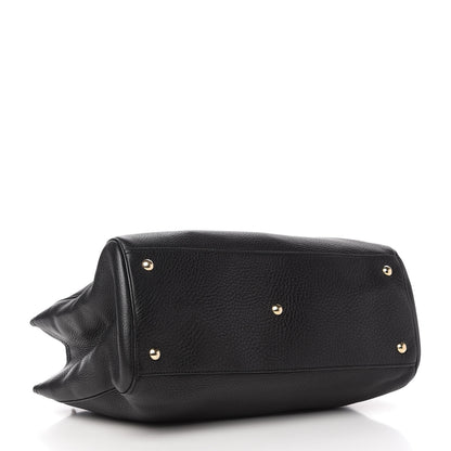 Gucci Pebbled Calfskin Medium Bamboo Shopper Tote Black 4 of 10