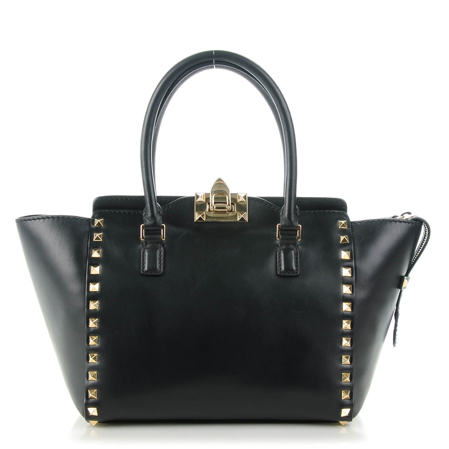 Valentino Garavani Vitello Small Rockstud Double Handle Tote Black 1 of 7