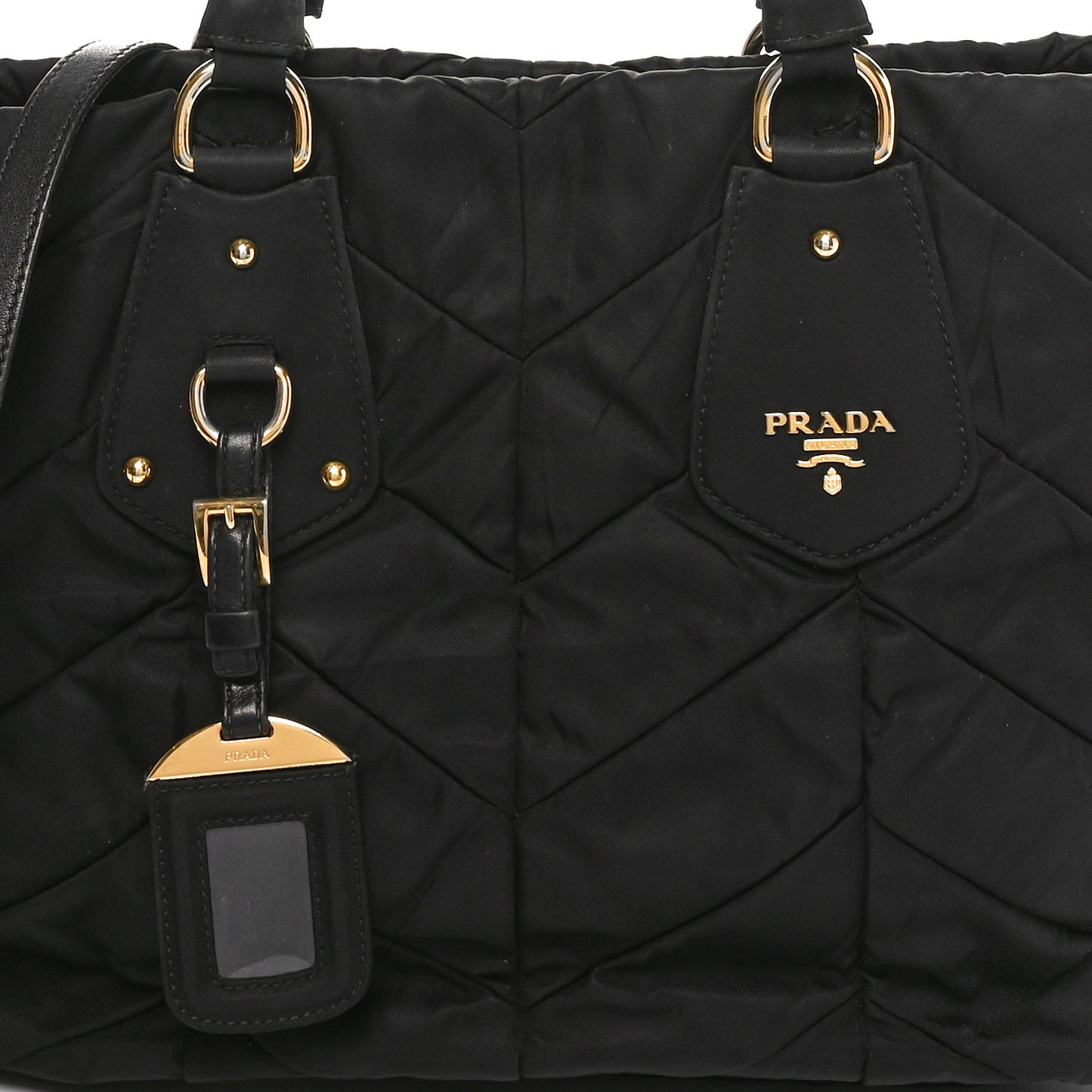 Tessuto Nylon Chevron Quilted Tote Black