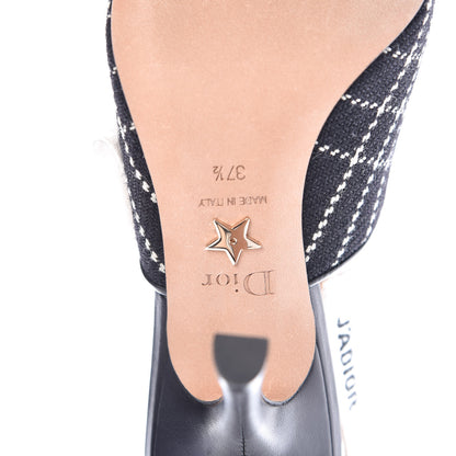 Christian Dior Fabric Ribbon Tartan Plaid J'Adoir Slingback 100mm Pumps 37.5 Black White 8 of 11