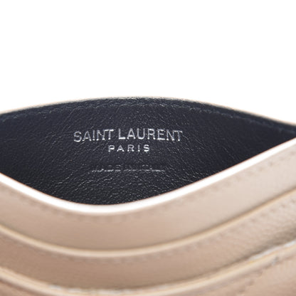 Saint Laurent Grain De Poudre Matelasse Chevron Monogram Credit Card Case Beige 6 of 10