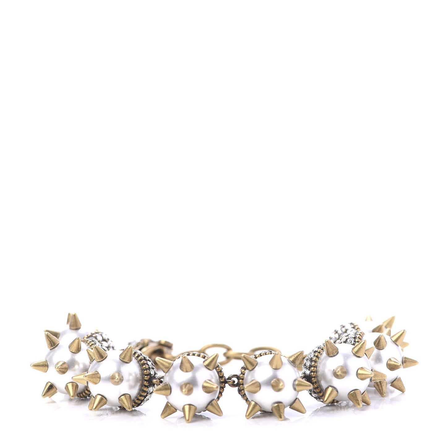 Embellished Strass Spikes Bracelet Gold Cream