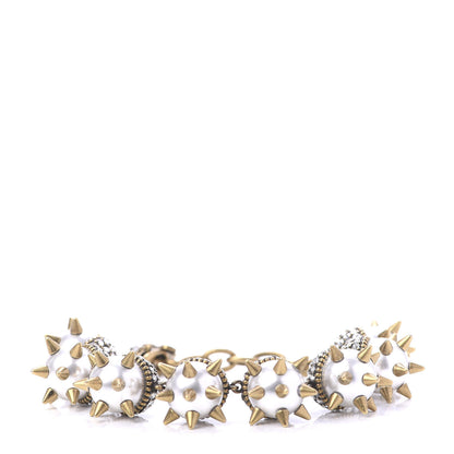 Gucci Embellished Strass Spikes Bracelet Gold Cream 1 of 5