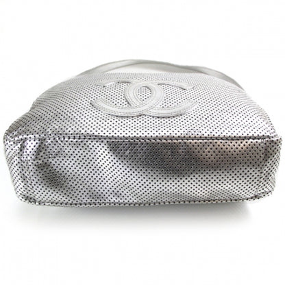 Chanel Metallic Glazed Calfskin Perforated Medium Rodeo Drive Tote Silver 4 of 12