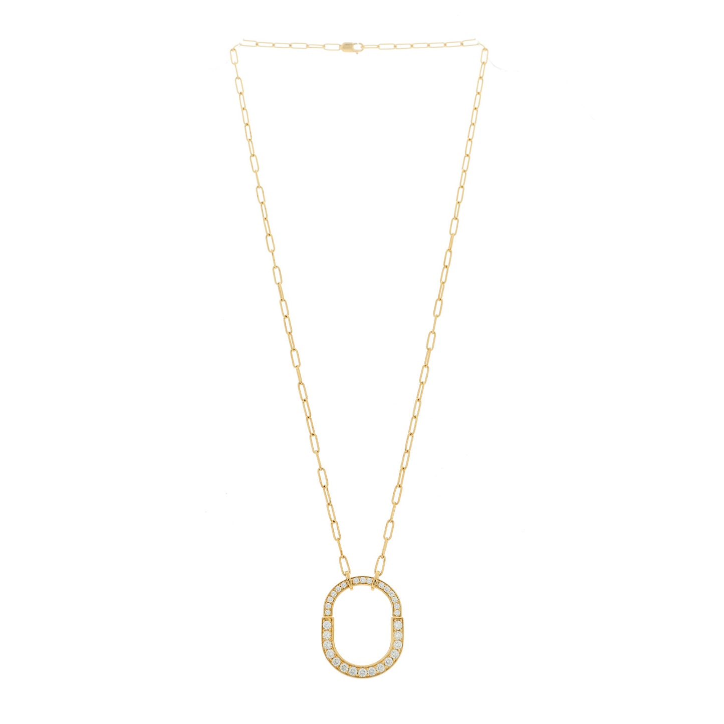 18K Yellow Gold Diamond Medium Lock Pave Pendant Necklace