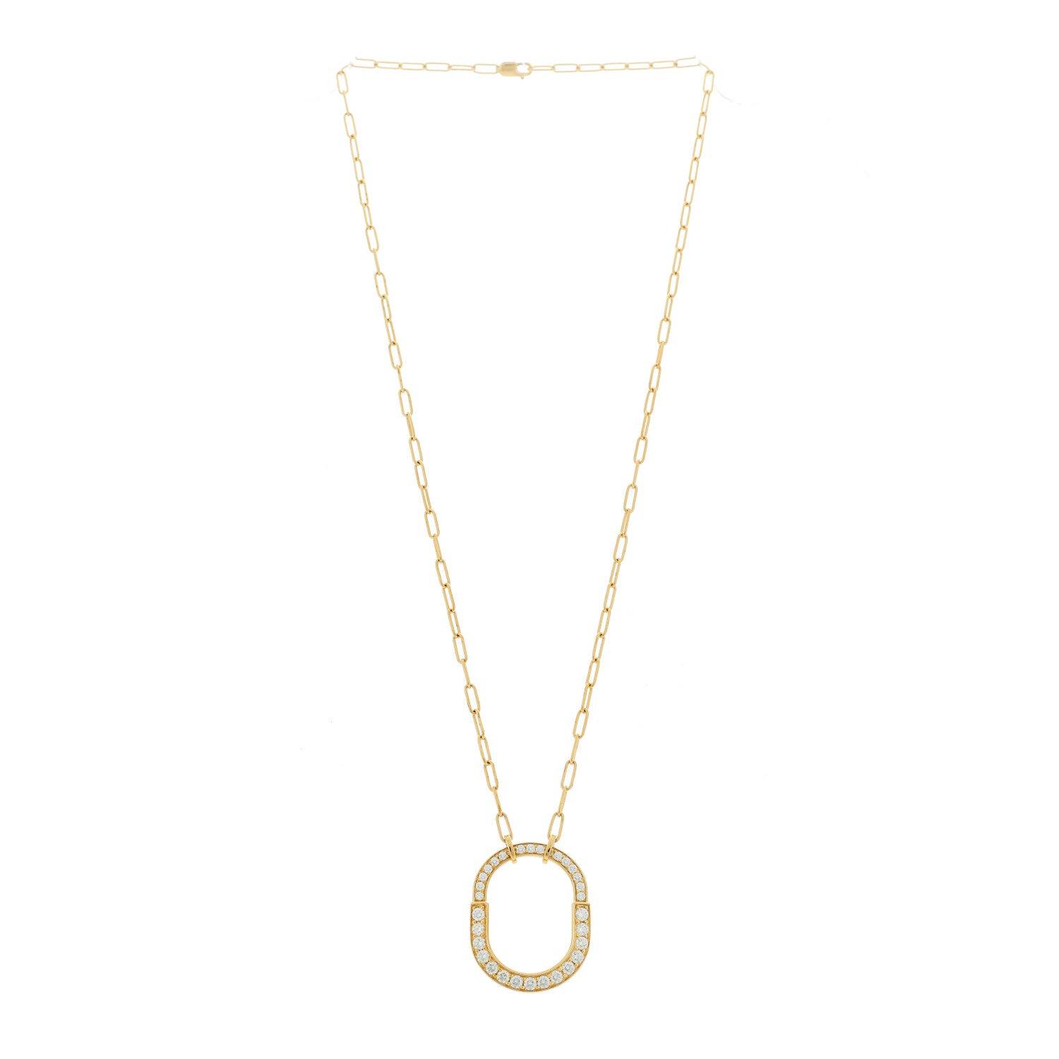 Tiffany 18K Yellow Gold Diamond Medium Lock Pave Pendant Necklace 2 of 6
