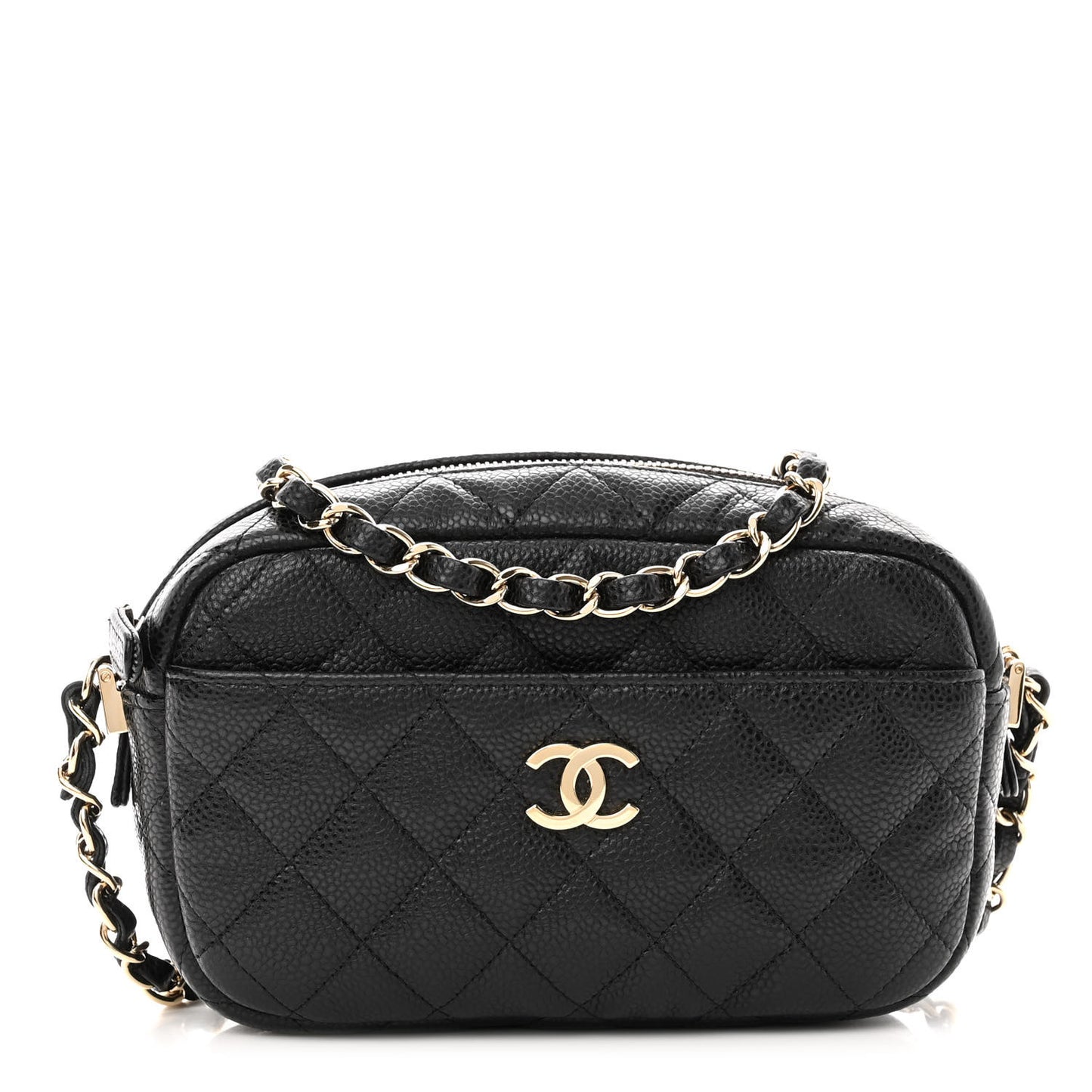 Caviar Quilted Small Timeless Camera Case Black