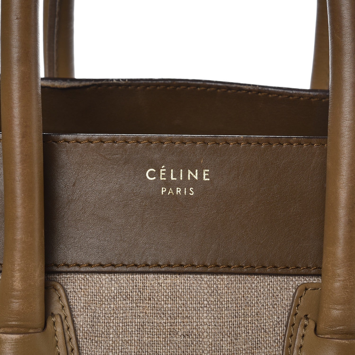 Celine Calfskin Linen Mini Tri-Color Luggage Khaki 7 of 22