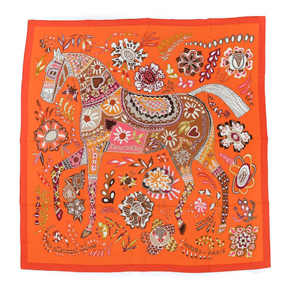Hermes Cashmere Silk En Attendant Ulysse Shawl 140 Orange Vermillon 1 of 5