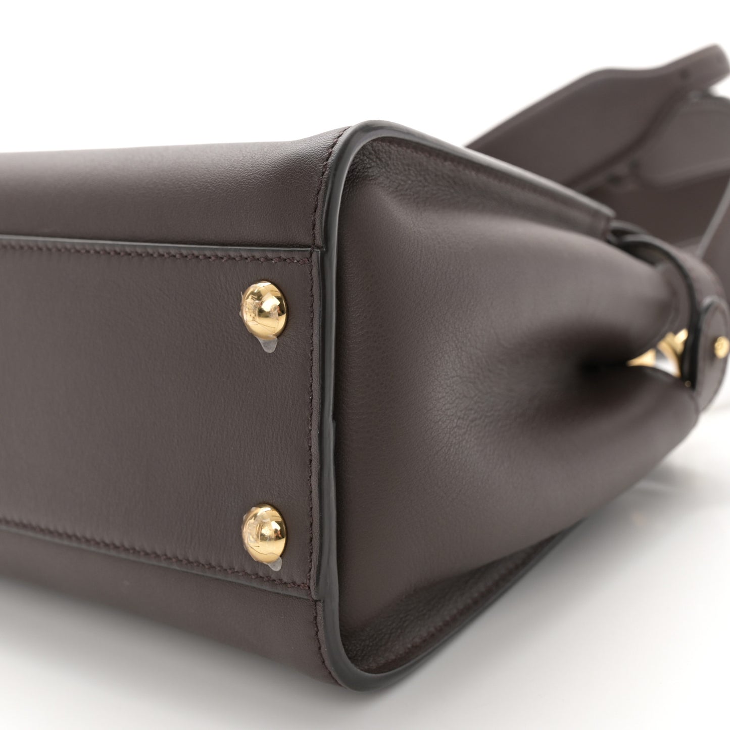 Vitello Seta Suede FF Mini Peekaboo Iconic Satchel Chocolate Sigaro Marrone